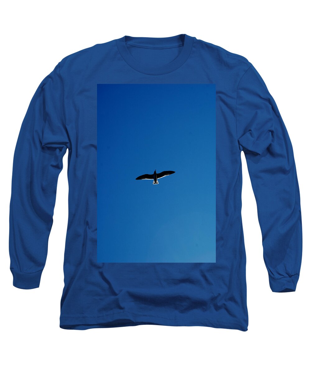 Gull Long Sleeve T-Shirt featuring the photograph Solo Flight by David Weeks