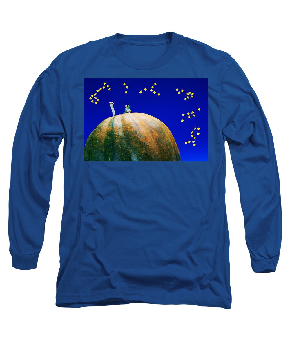 Star Long Sleeve T-Shirt featuring the photograph Star watching on pumpkin food physics by Paul Ge