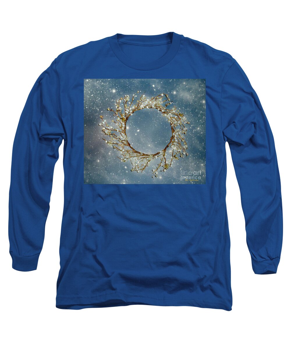 Wreath Long Sleeve T-Shirt featuring the painting Stardust and Pearls by RC DeWinter