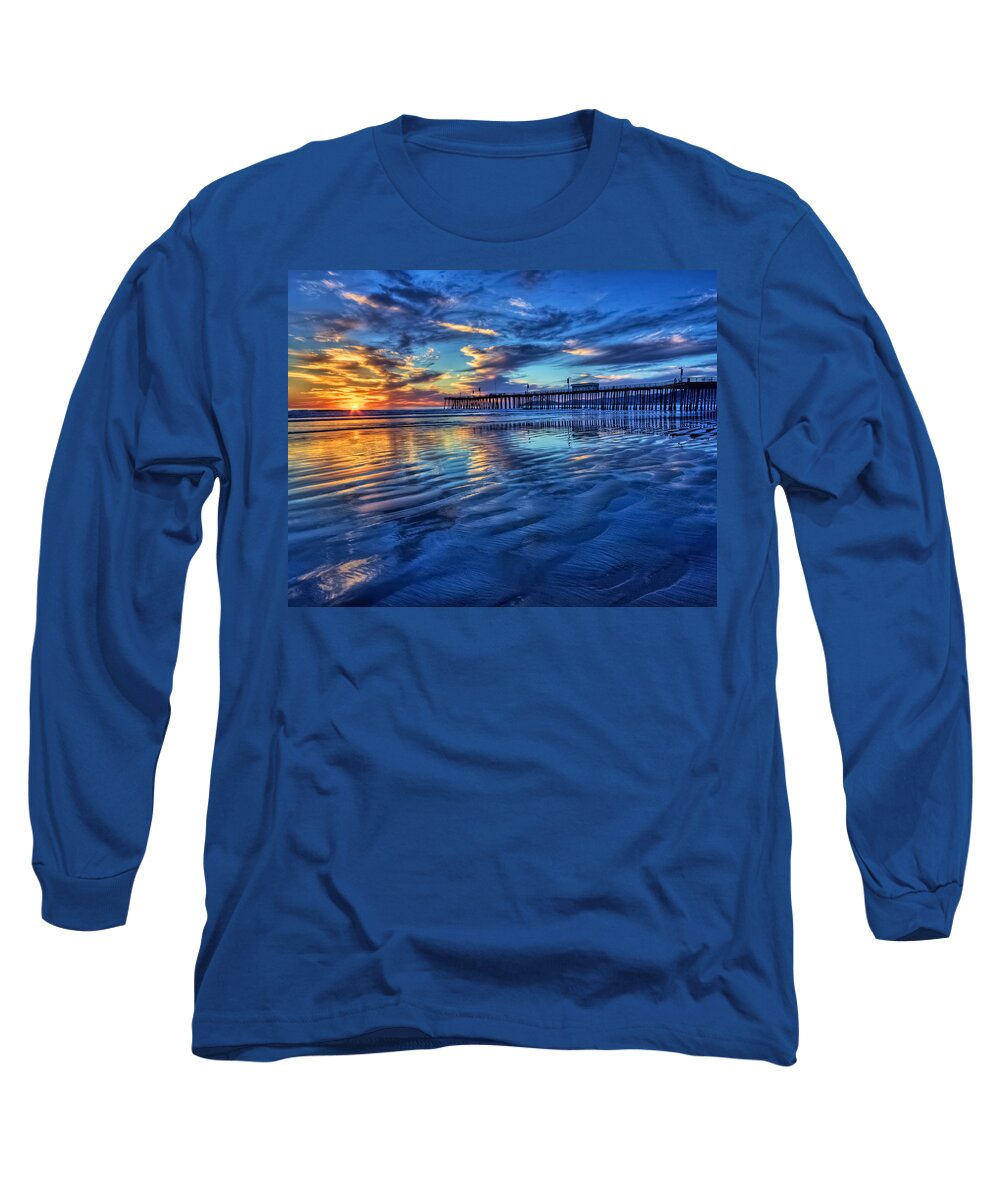 Pismo Beach Long Sleeve T-Shirt featuring the photograph Sunset in Blue by Beth Sargent