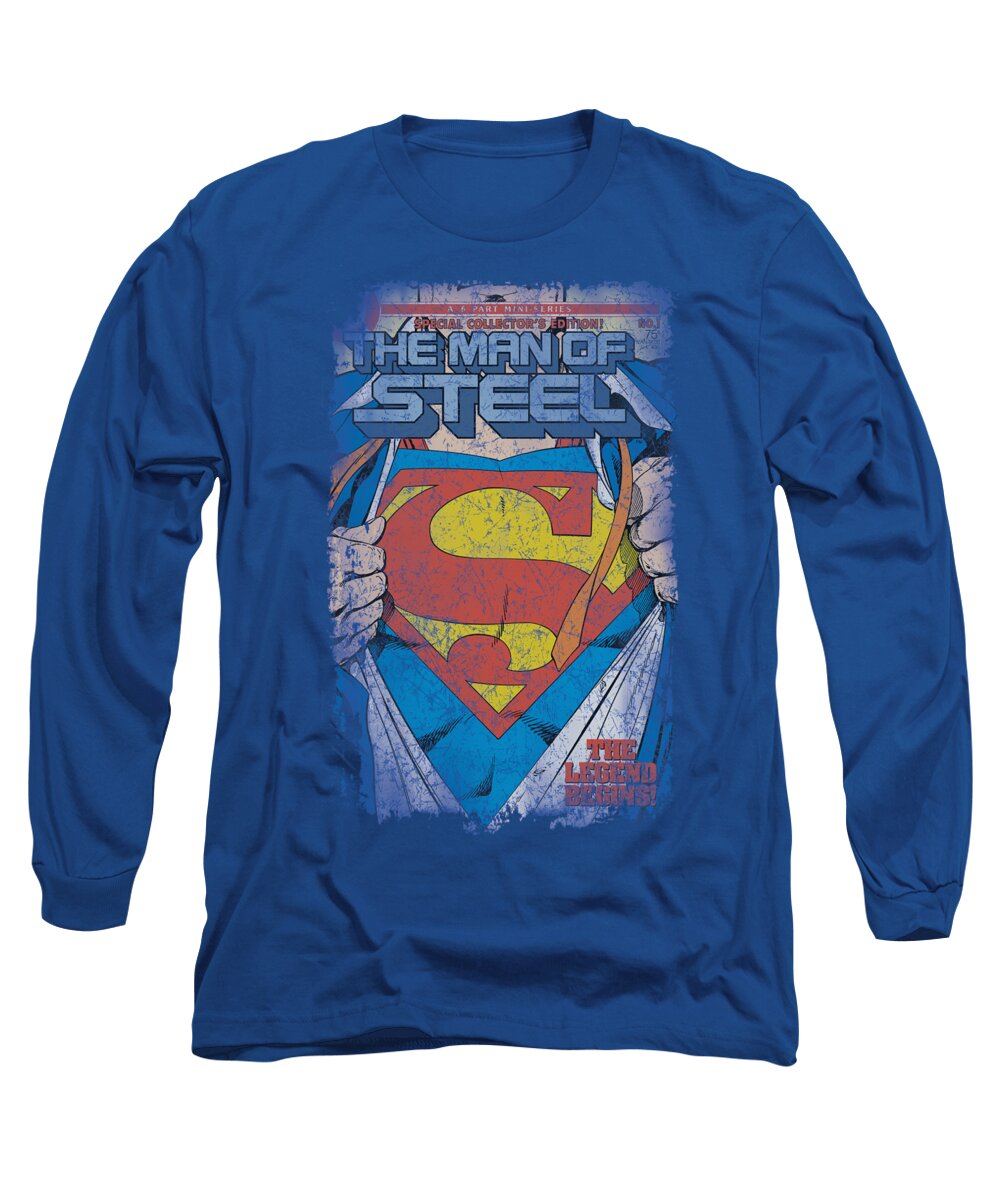 Superman Long Sleeve T-Shirt featuring the digital art Superman - Legendary by Brand A