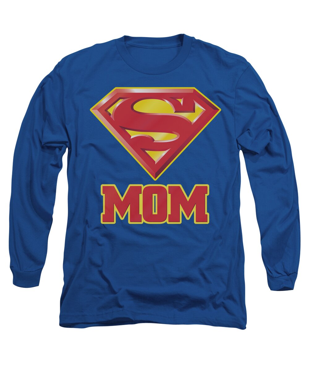 Superman Long Sleeve T-Shirt featuring the digital art Superman - Super Mom by Brand A