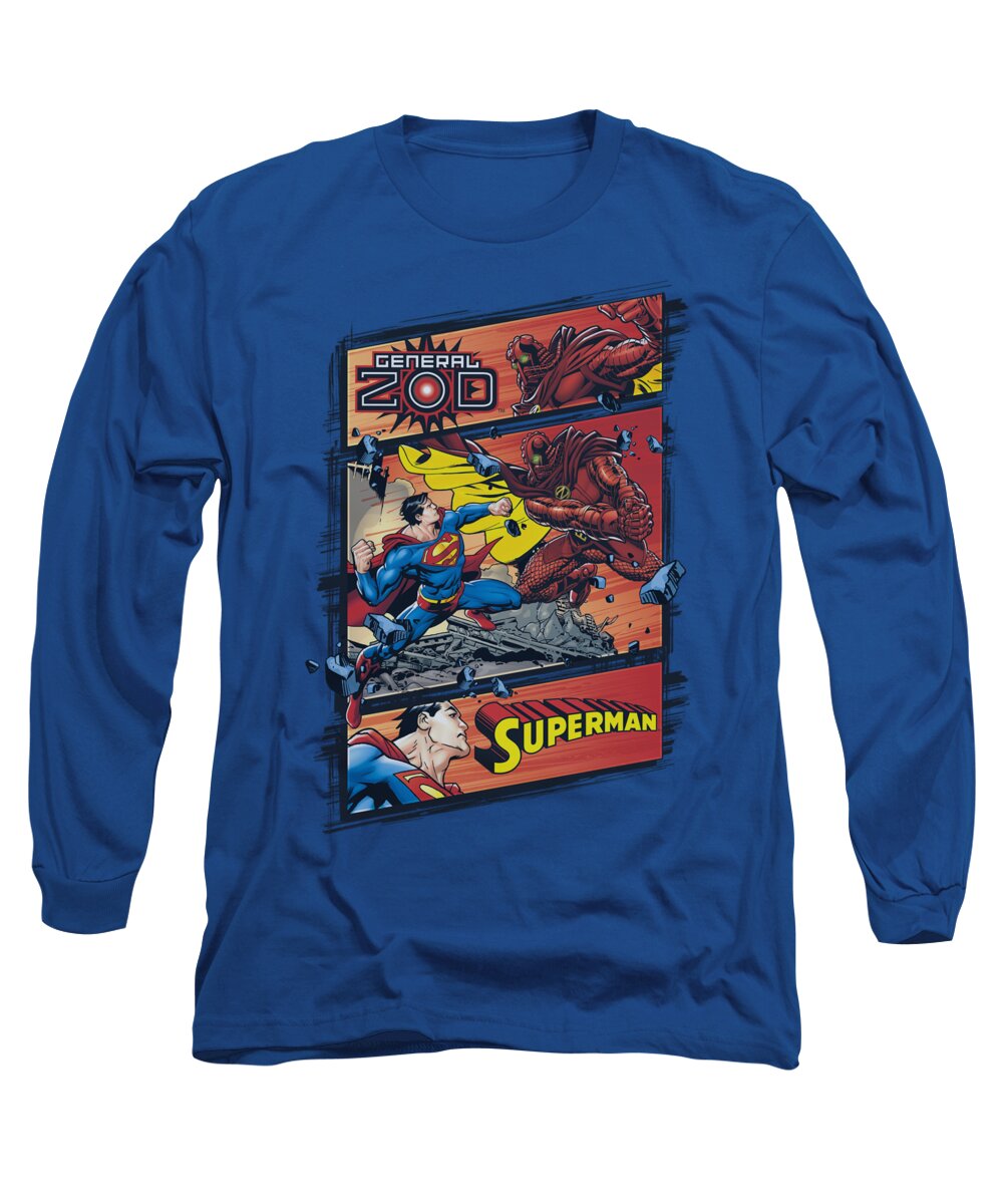 Superman Long Sleeve T-Shirt featuring the digital art Superman - Superman Vs Zod by Brand A