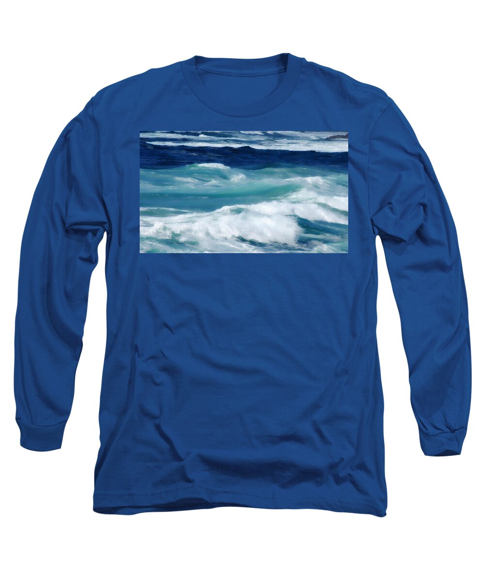 Ocean Long Sleeve T-Shirt featuring the photograph Swirling Blues by Donna Blackhall