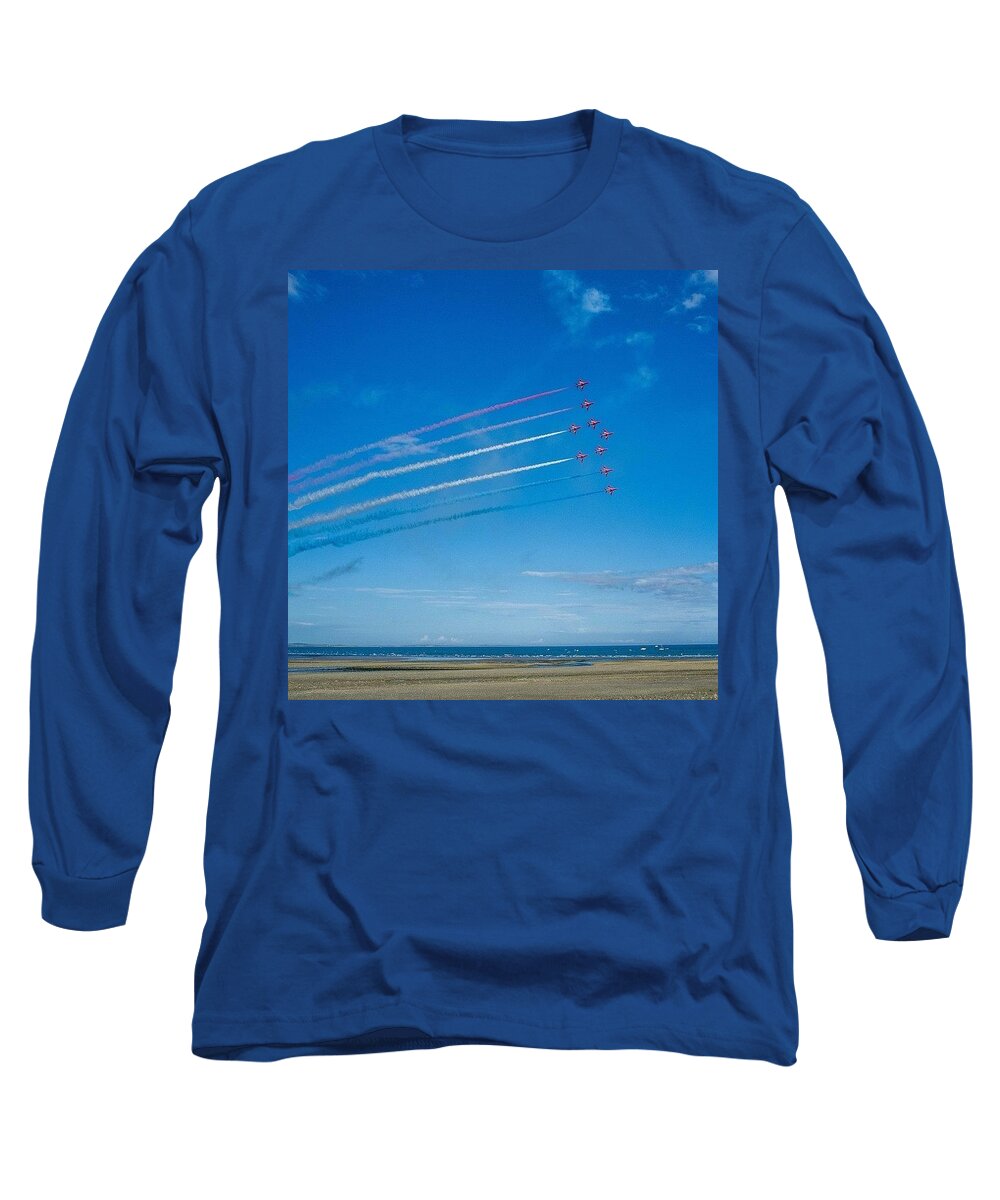 Flight Long Sleeve T-Shirt featuring the photograph The Red Arrows - Amazing by Aleck Cartwright