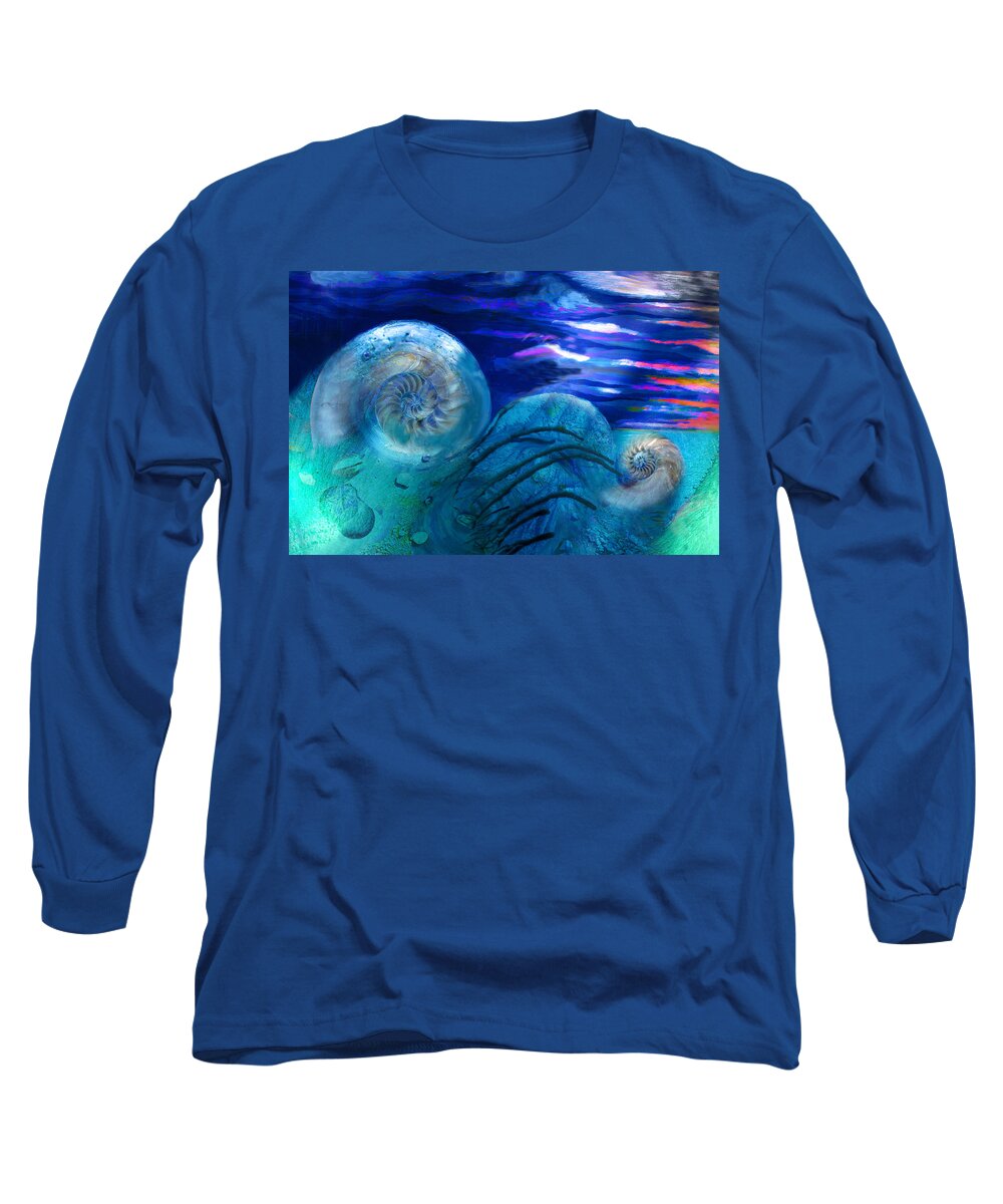 Seascape Long Sleeve T-Shirt featuring the digital art Waves by Lisa Yount