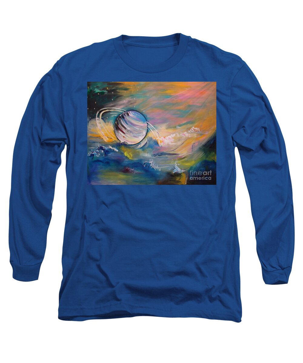 Asteroid Long Sleeve T-Shirt featuring the painting Who But You Could Leave A Trail Of Galaxies by PainterArtist FIN