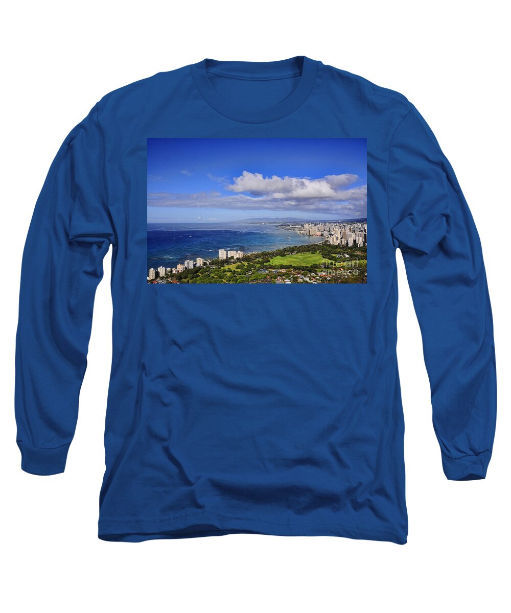 Oahu Long Sleeve T-Shirt featuring the photograph Honolulu From Diamond Head by Gary Beeler