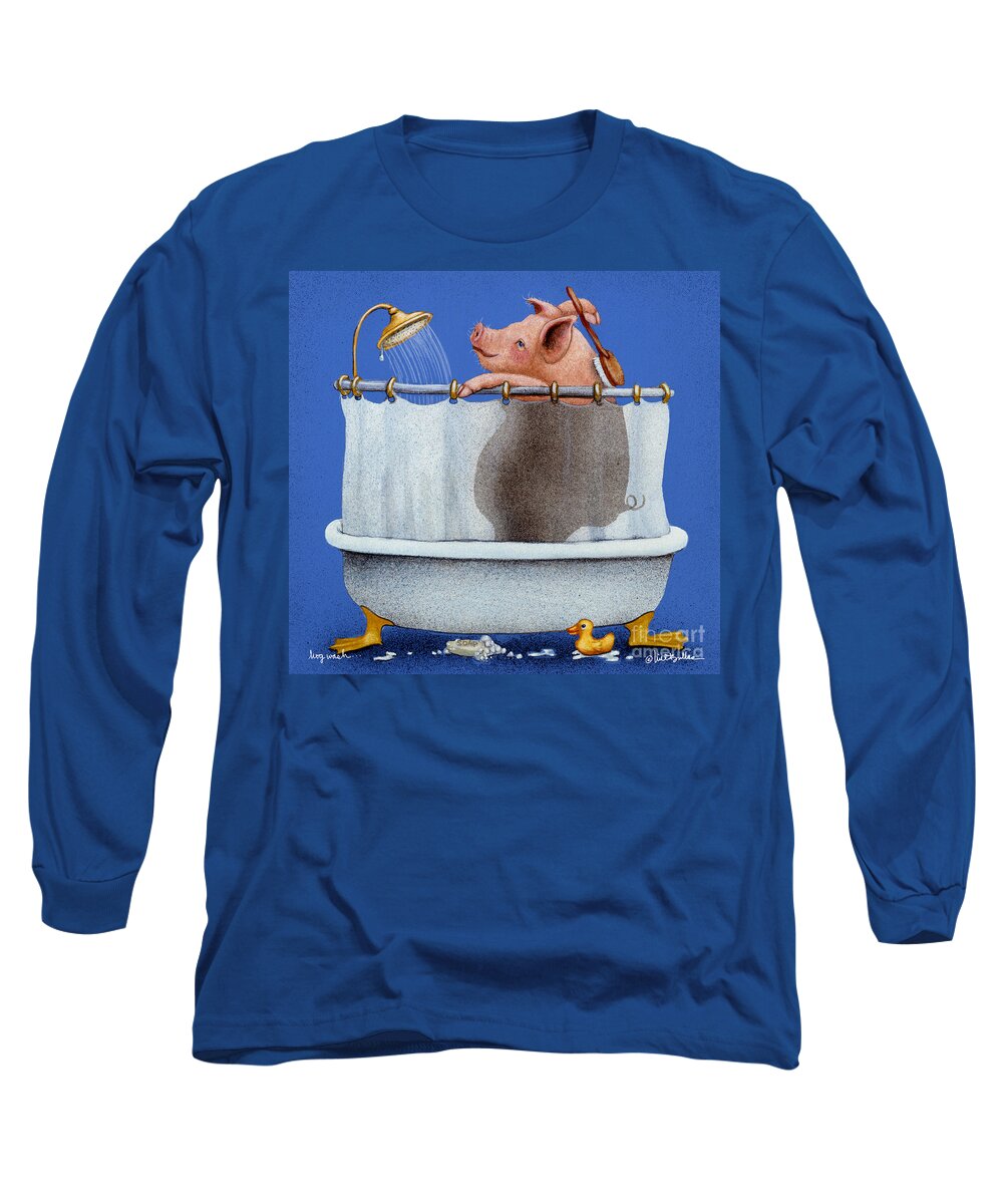 Will Bullas Long Sleeve T-Shirt featuring the painting Hog Wash... #1 by Will Bullas