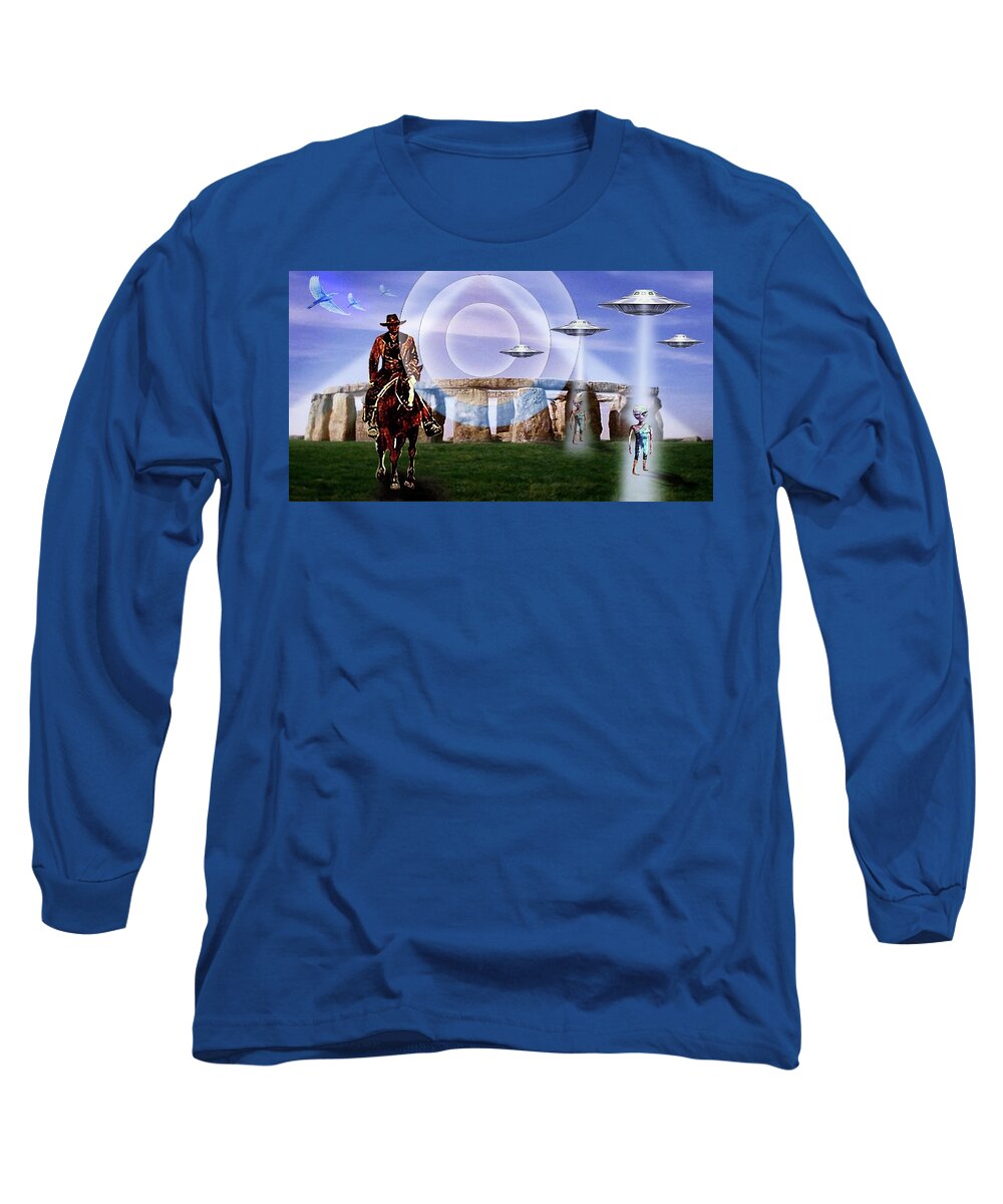 Stonehenge Long Sleeve T-Shirt featuring the mixed media Once Upon a Time . . . #1 by Hartmut Jager