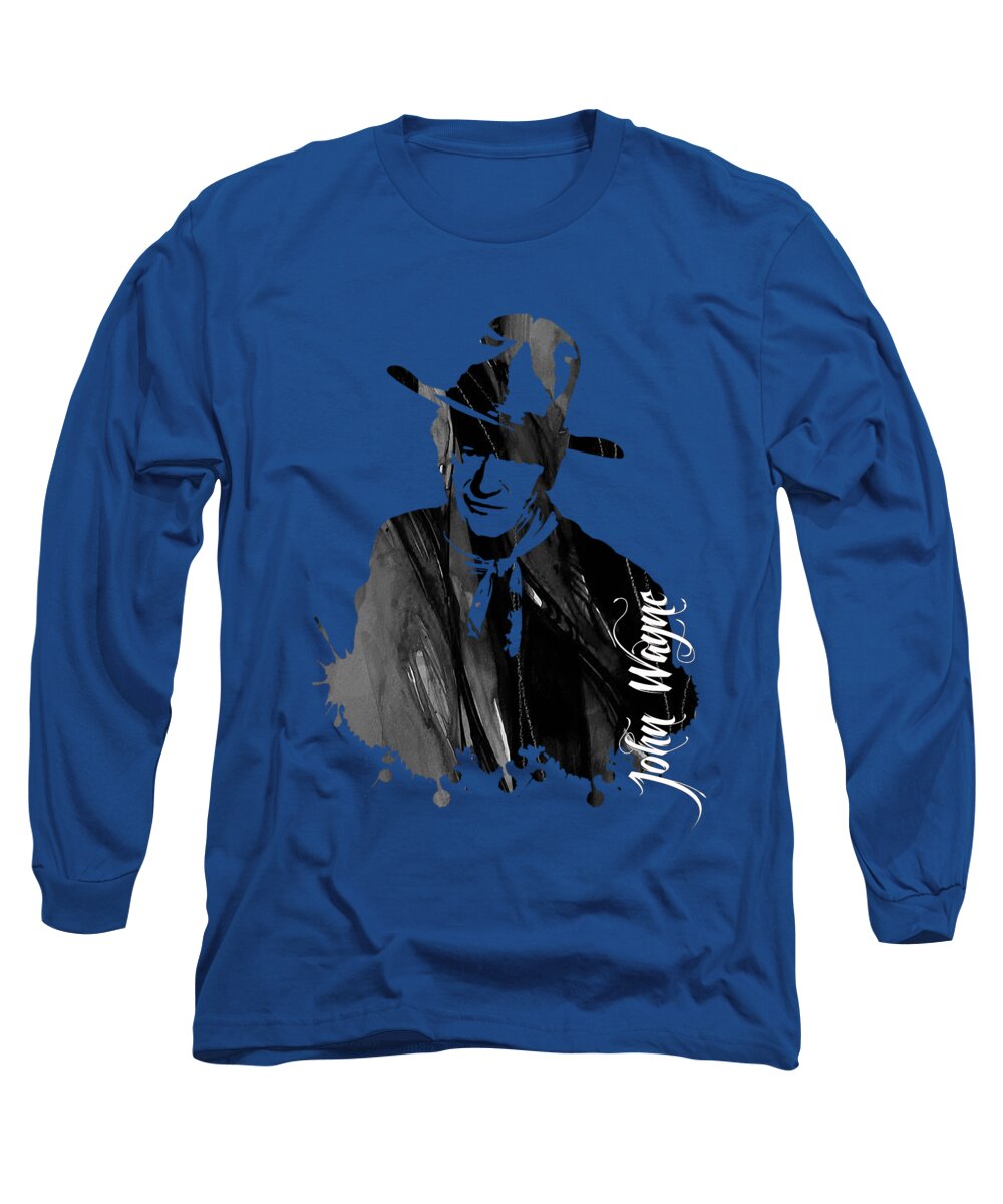 John Wayne Long Sleeve T-Shirt featuring the mixed media John Wayne Collection #14 by Marvin Blaine