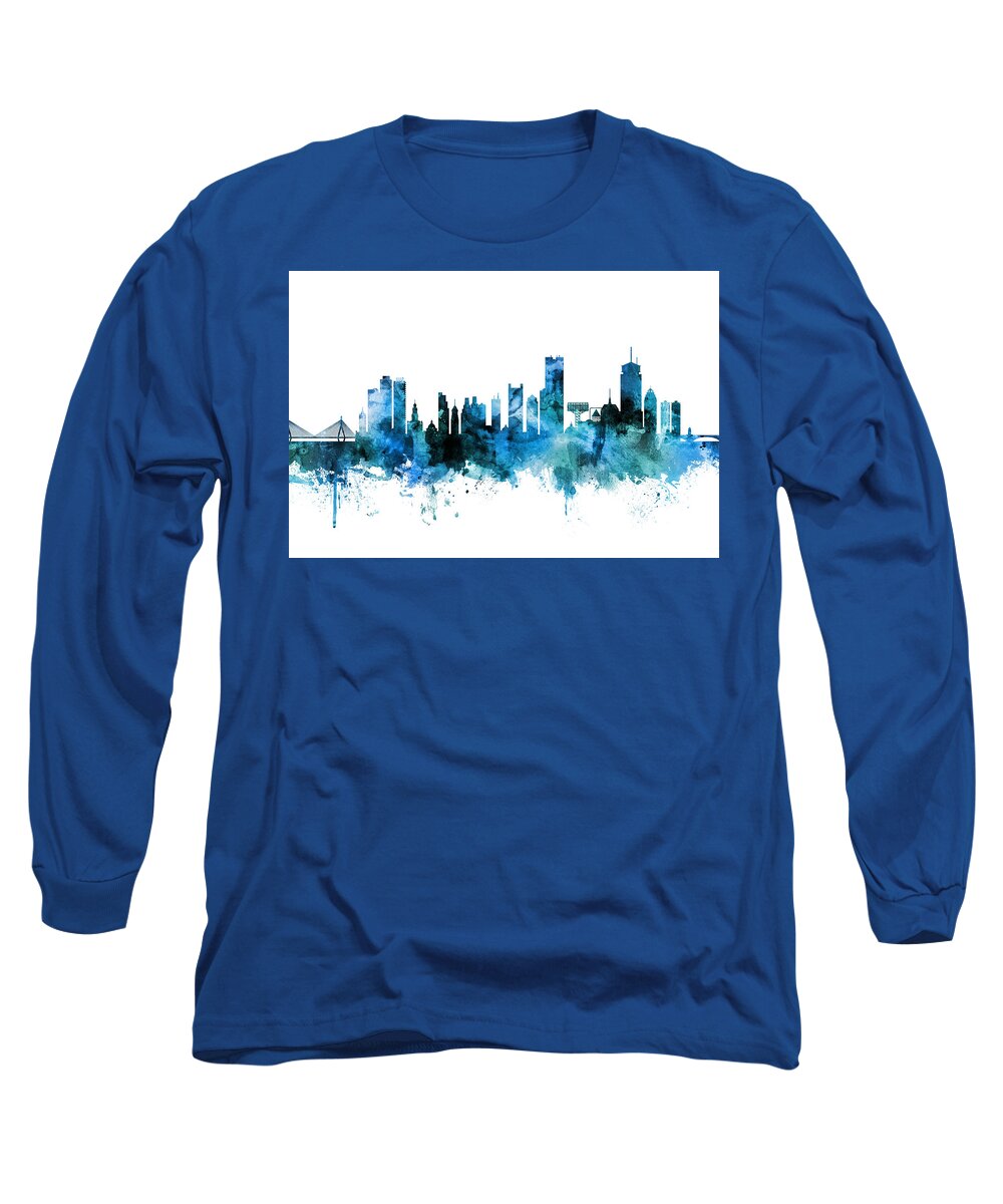 United States Long Sleeve T-Shirt featuring the digital art Boston Massachusetts Skyline #18 by Michael Tompsett