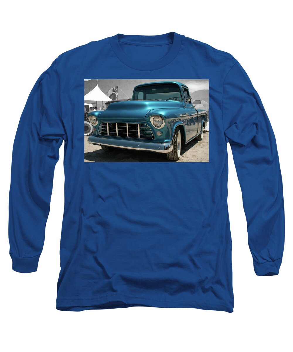 1955 Long Sleeve T-Shirt featuring the photograph 1955 Blue Chevy 3100 Pickup by Daniel Adams