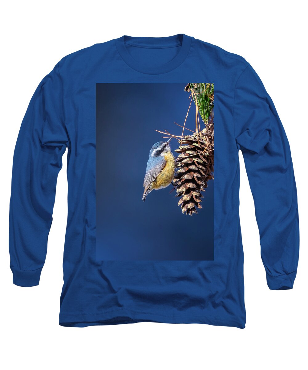 Adorable Long Sleeve T-Shirt featuring the photograph Black-capped Chickadee #2 by Peter Lakomy