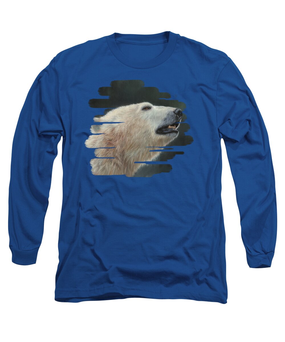 Polar Bear Long Sleeve T-Shirt featuring the painting Polar Bear #2 by David Stribbling