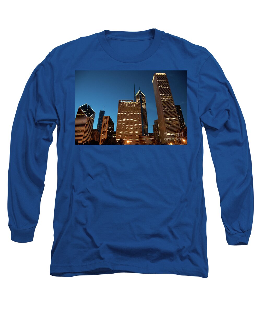 Amoco Building Long Sleeve T-Shirt featuring the photograph A View from Millenium Park at Dusk #4 by David Levin