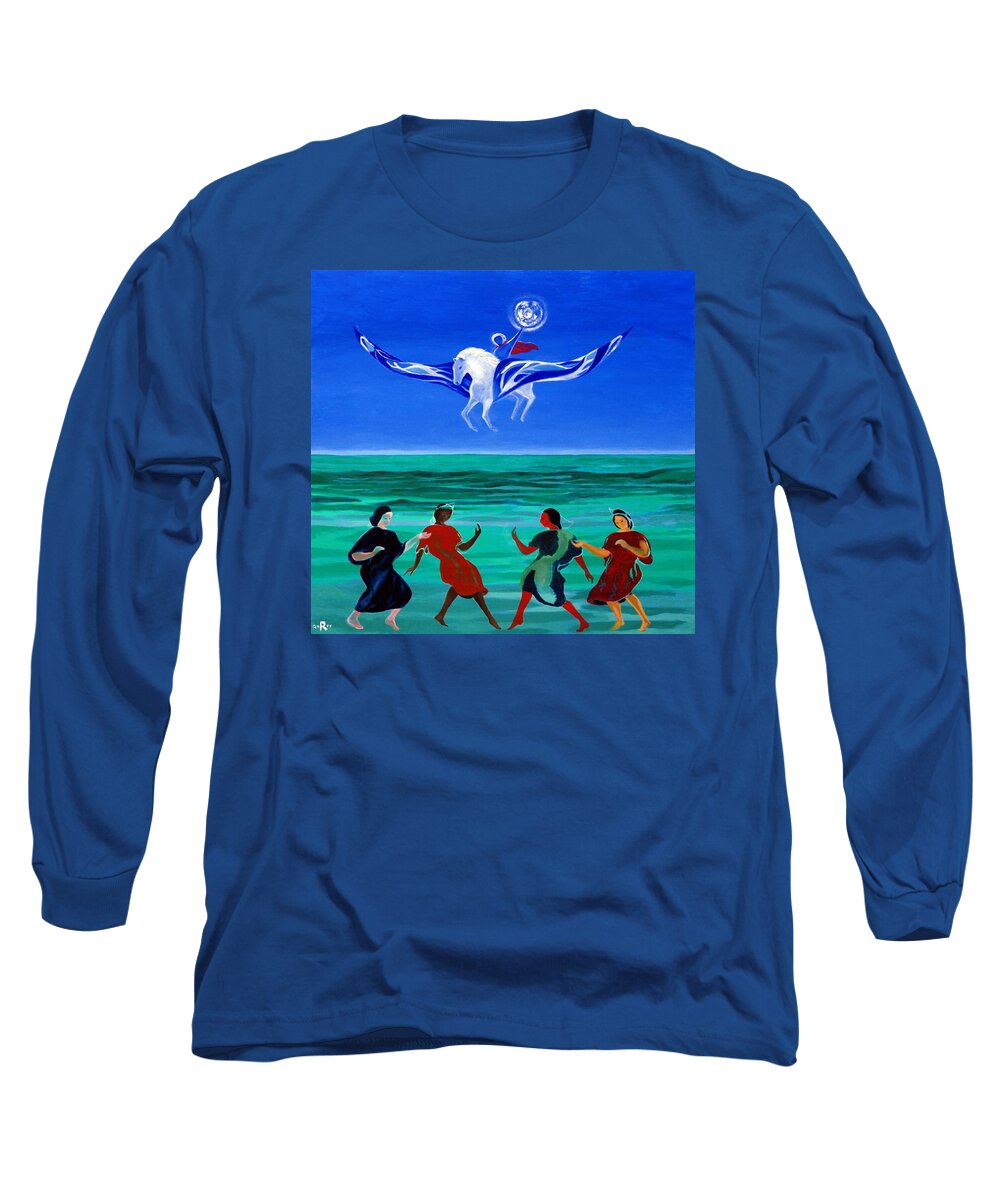 Flamingo Long Sleeve T-Shirt featuring the painting Sons of the Sun by Enrico Garff