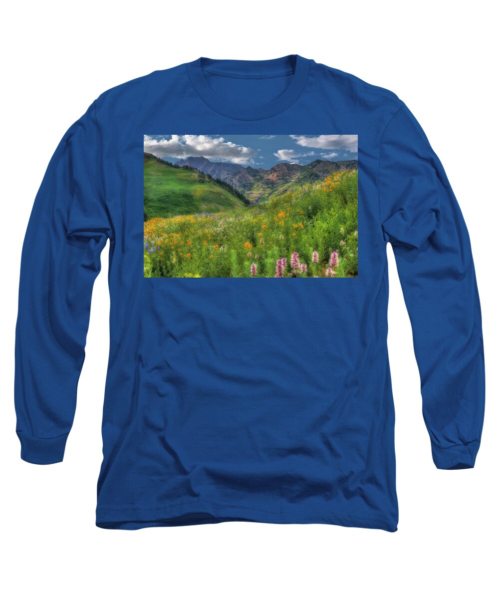 Meadows Long Sleeve T-Shirt featuring the photograph Albion Basin Wildflowers #6 by Douglas Pulsipher