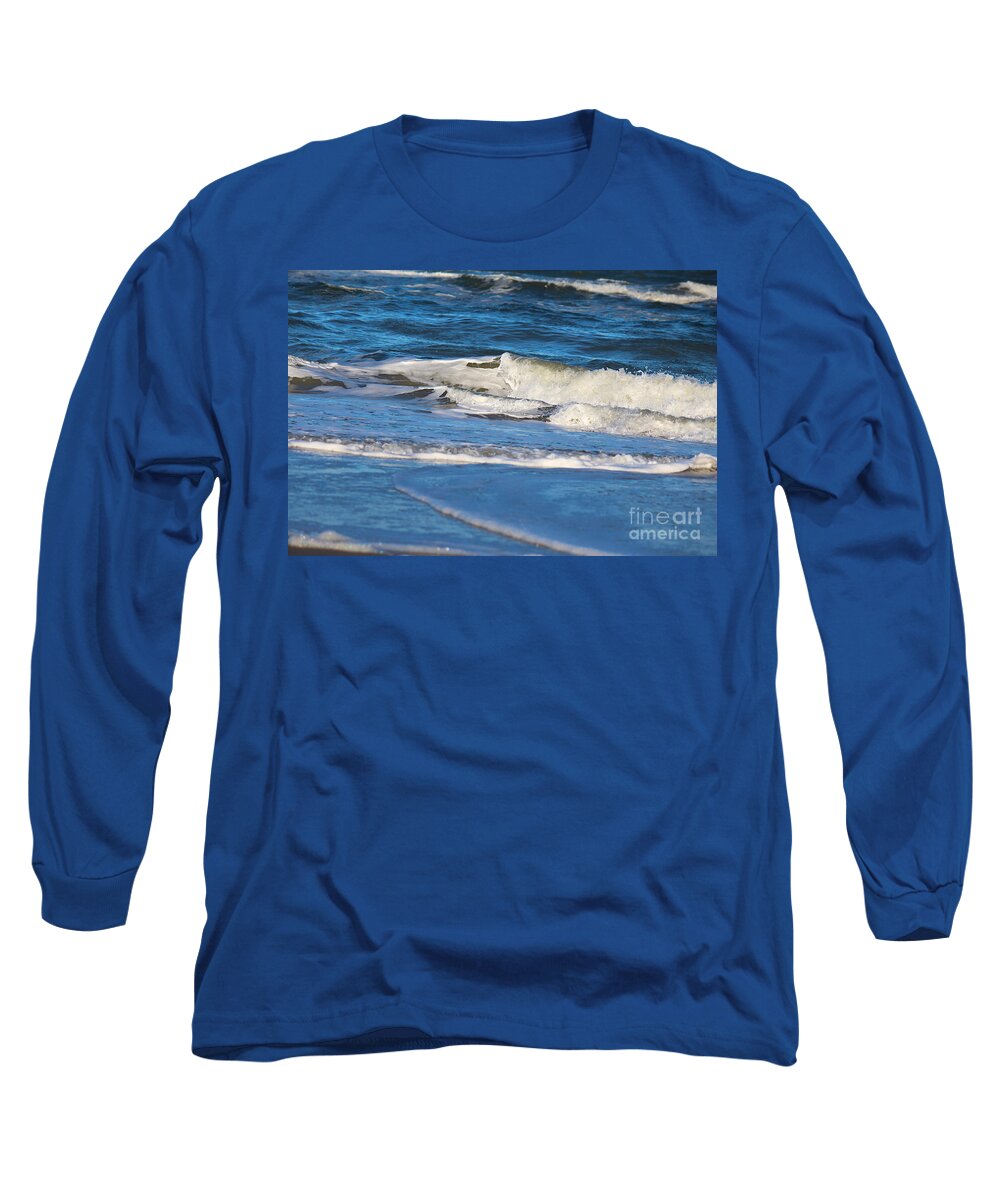 Ocean Long Sleeve T-Shirt featuring the photograph A Splash in the Surf by Karin Everhart