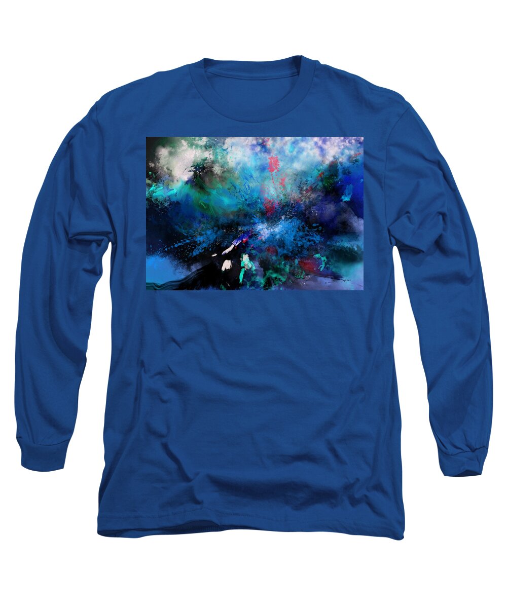 Abstract Digital Long Sleeve T-Shirt featuring the painting Abstract Improvisation by Wolfgang Schweizer