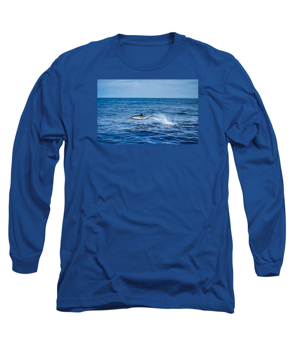 Dolphin Long Sleeve T-Shirt featuring the photograph All Out by Pamela Newcomb