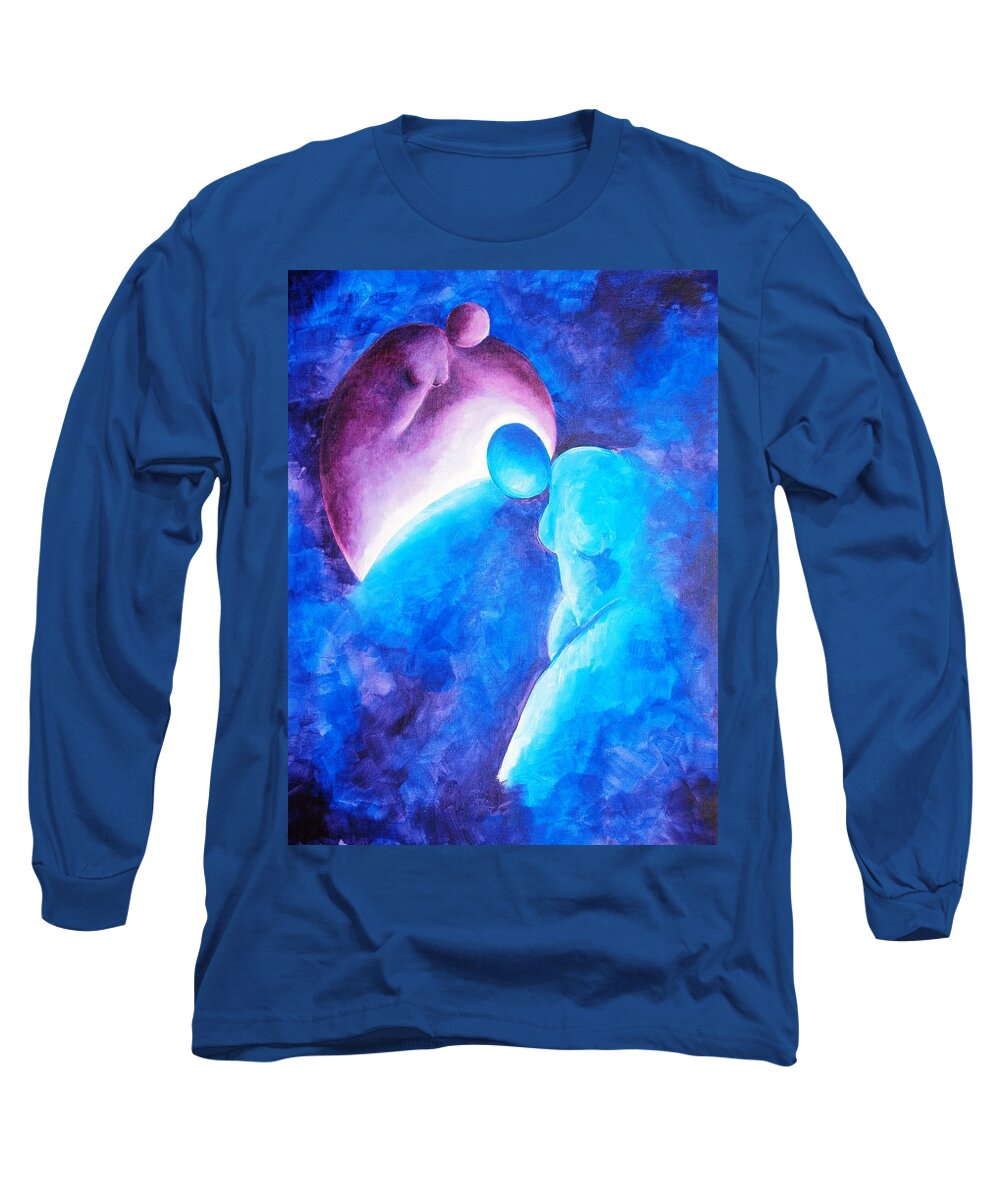 Blue Long Sleeve T-Shirt featuring the painting Always... There to go on by Jennifer Hannigan-Green