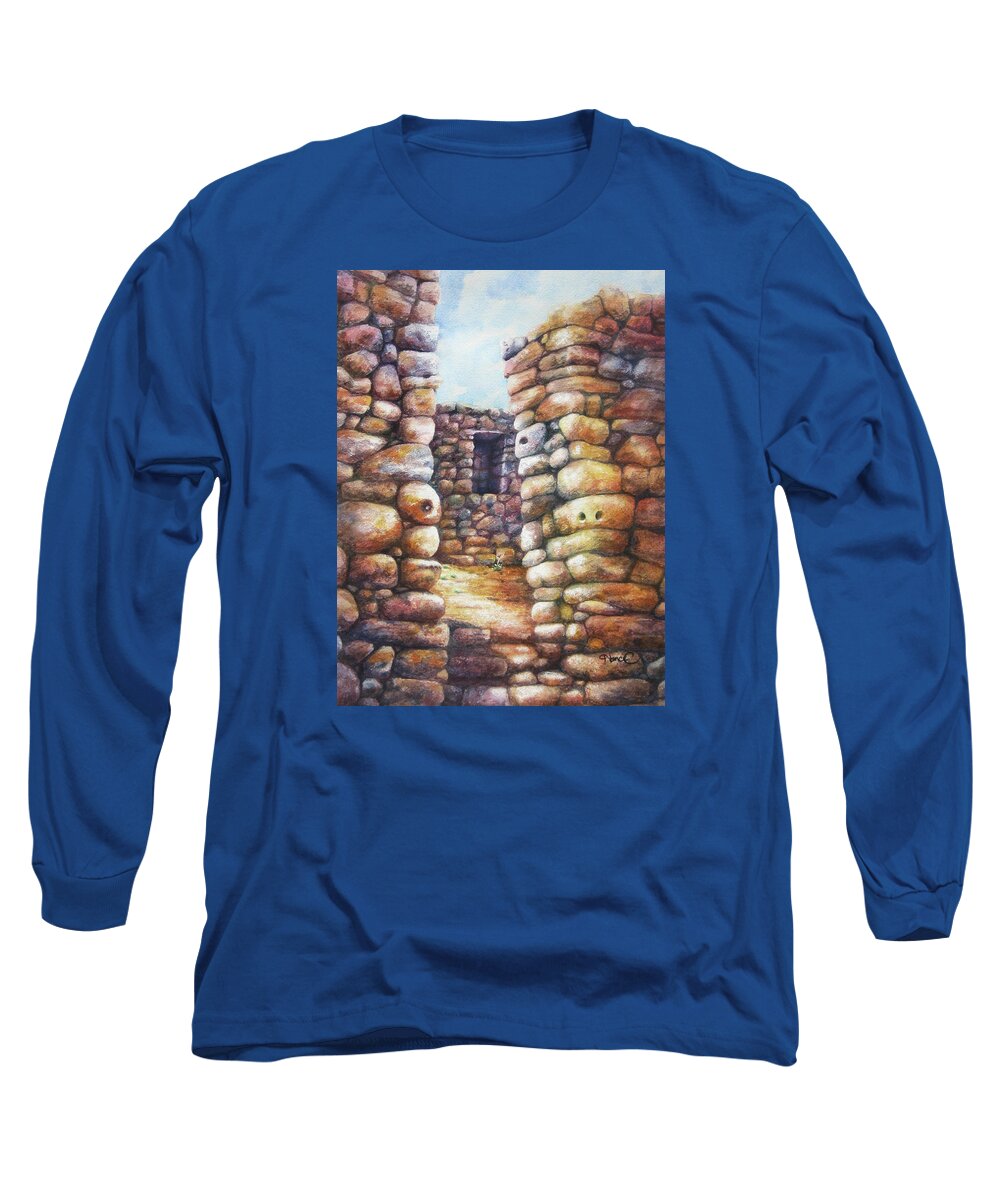 Nancy Charbeneau Long Sleeve T-Shirt featuring the painting Ancient Portal by Nancy Charbeneau