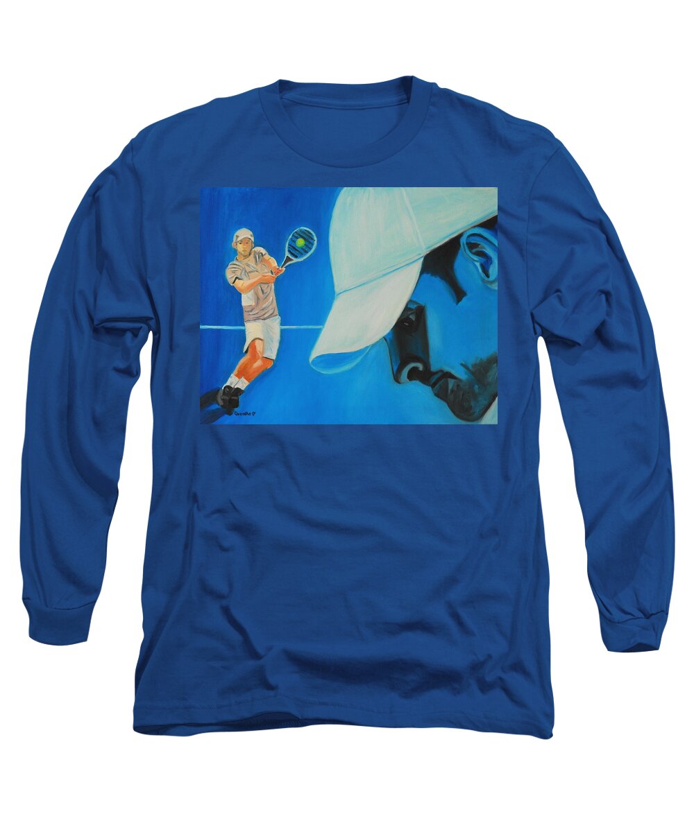 Andy Long Sleeve T-Shirt featuring the painting Andy Roddick by Quwatha Valentine