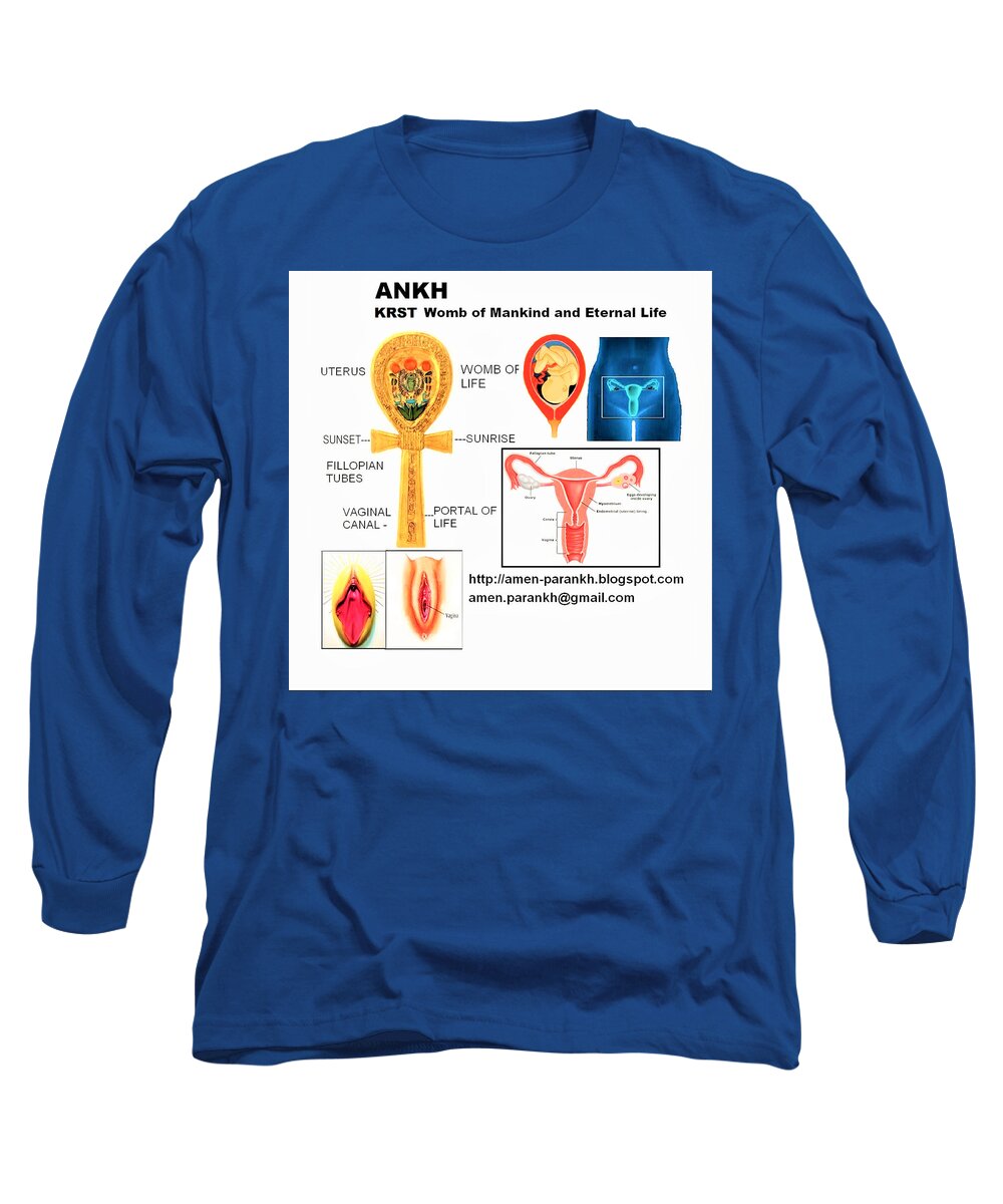 Ankh Womb- Live Long Sleeve T-Shirt featuring the digital art Ankh Womb by Adenike AmenRa