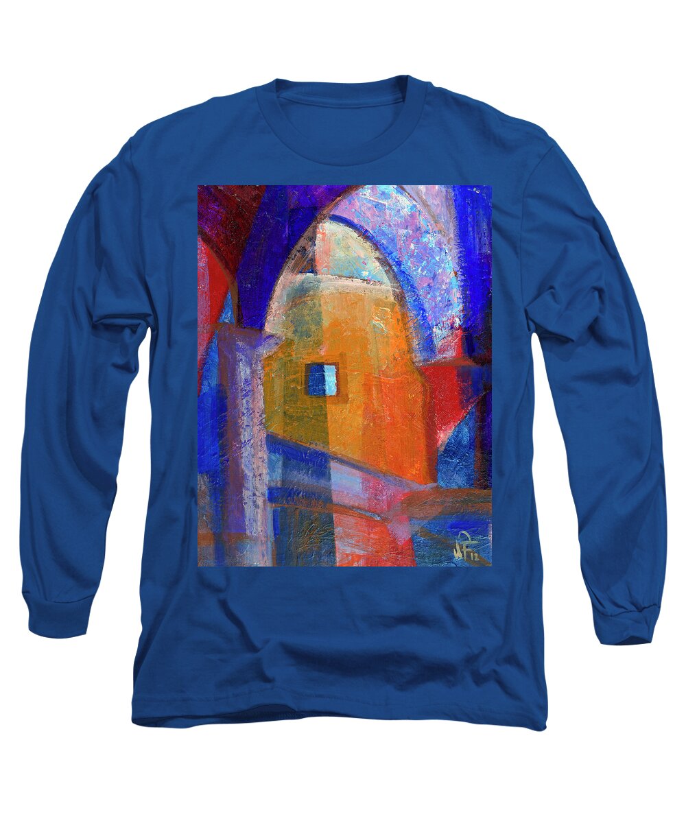 Architectural Design Long Sleeve T-Shirt featuring the painting Arches And Window by Walter Fahmy