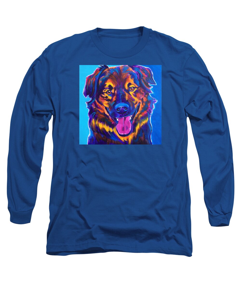 Australian Long Sleeve T-Shirt featuring the painting Aussie - Grizzly by Dawg Painter