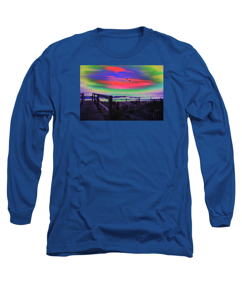 Water Long Sleeve T-Shirt featuring the digital art Beach Access by Gregory Murray