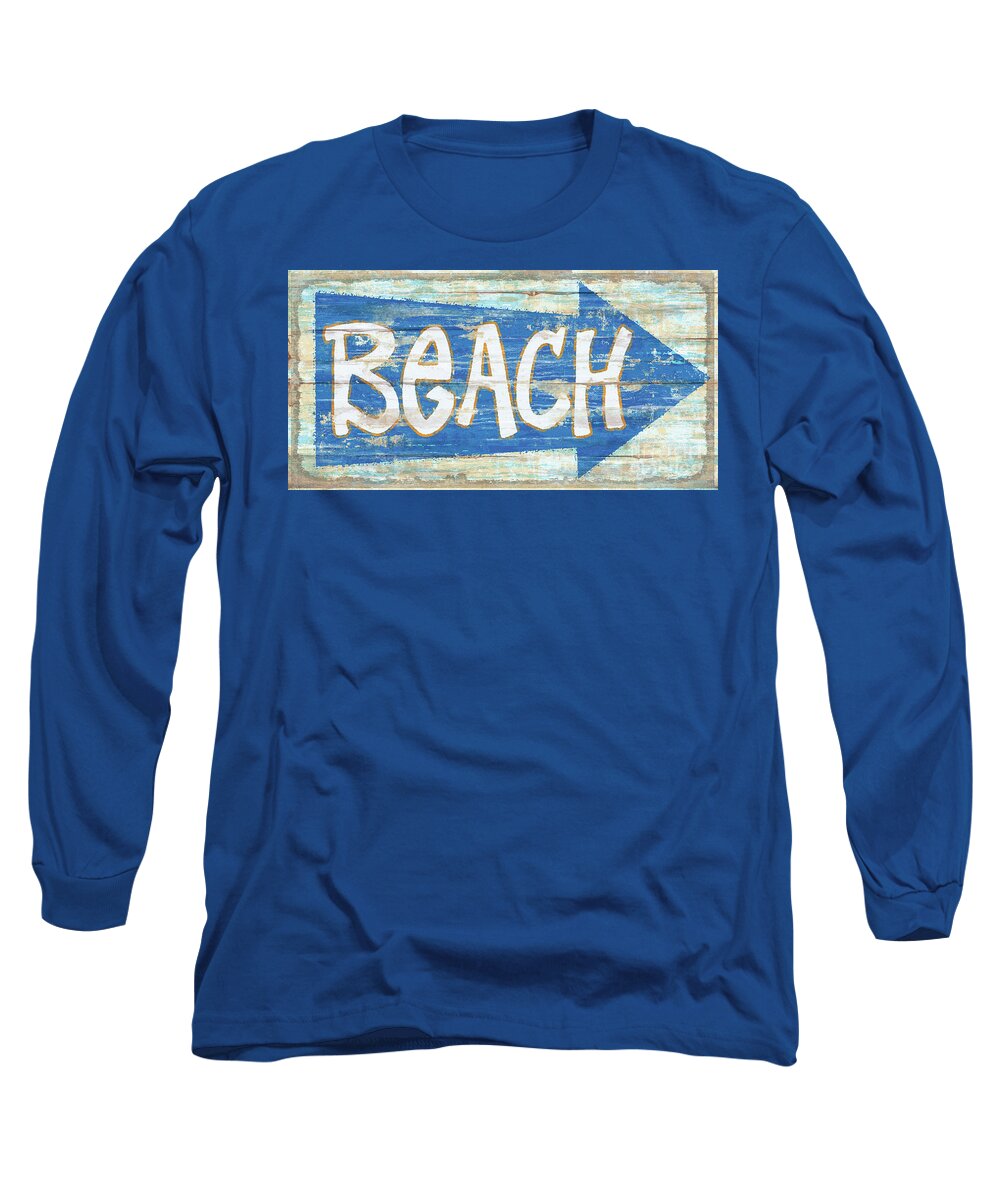 Jq Licensing Long Sleeve T-Shirt featuring the painting Beach Sign by James Piazza