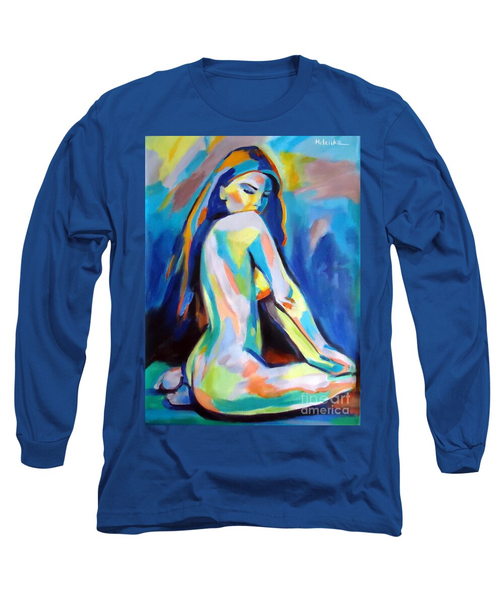 Nude Figures Long Sleeve T-Shirt featuring the painting Belle by Helena Wierzbicki