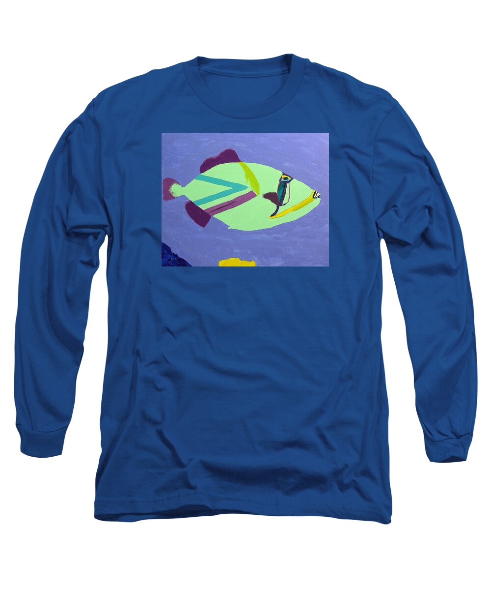 Fish Long Sleeve T-Shirt featuring the painting Big Fish in a Small Pond by Karen Nicholson