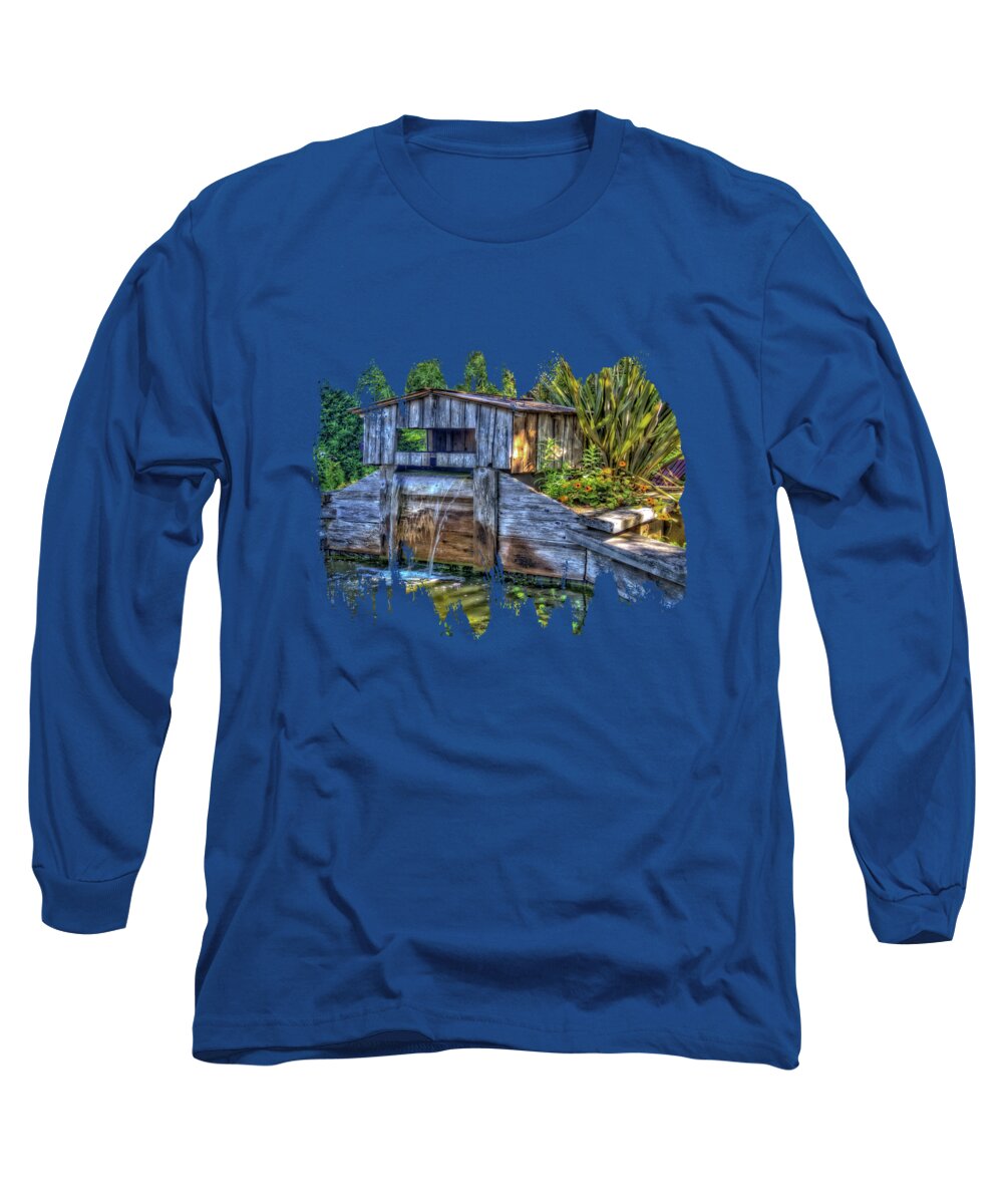 Pond With Waterfall Long Sleeve T-Shirt featuring the photograph Blakes Pond House by Thom Zehrfeld