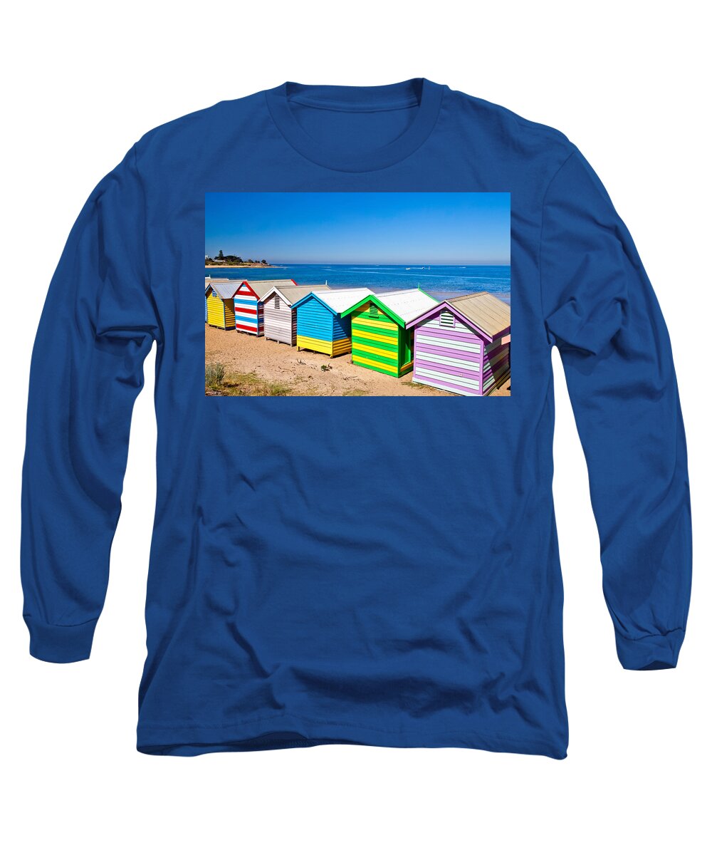 Beach Huts Long Sleeve T-Shirt by Az Jackson - Az Jackson - Artist Website