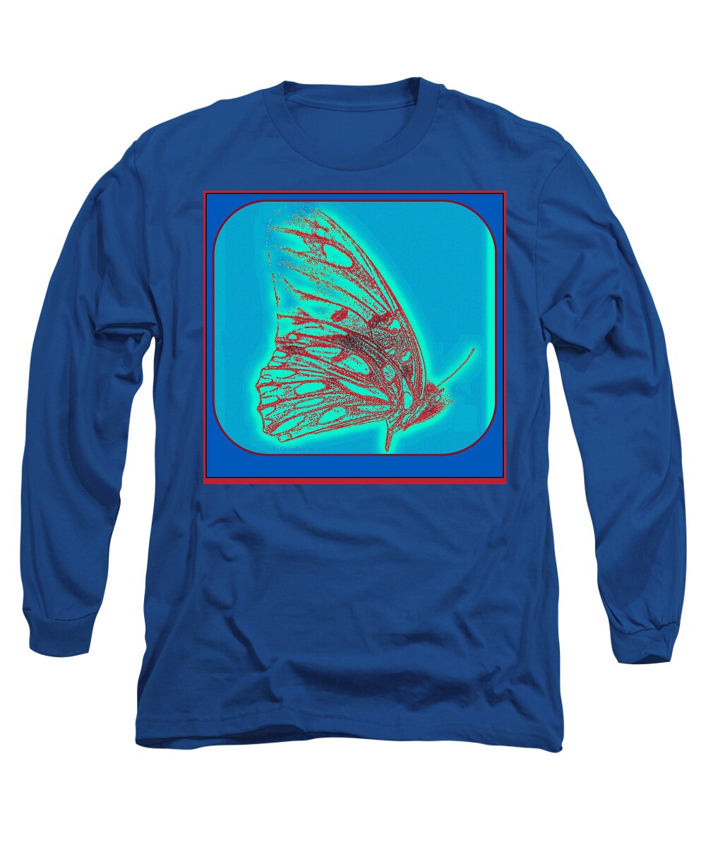 Blue Long Sleeve T-Shirt featuring the digital art Butterfly by Lessandra Grimley