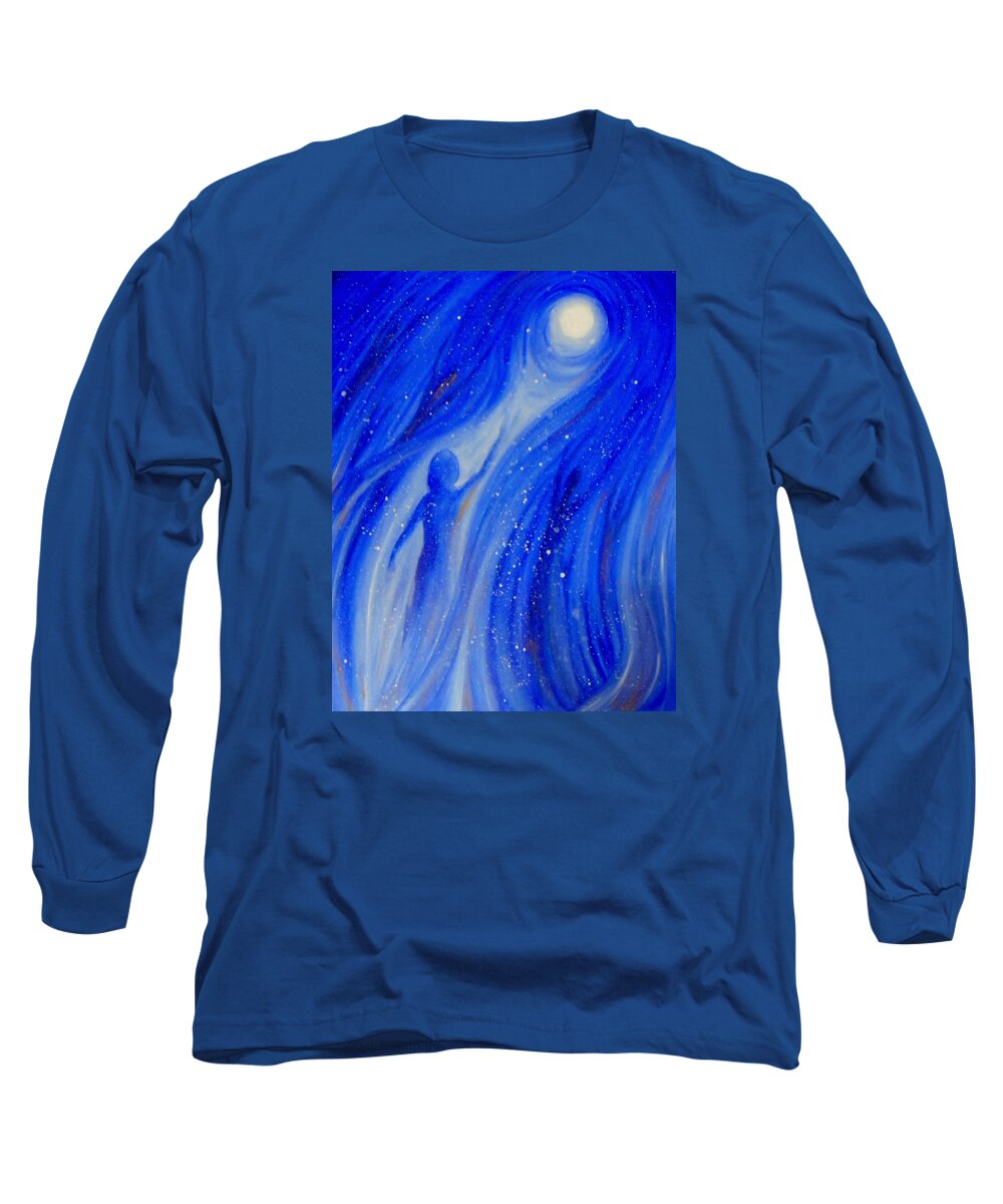 Moon Long Sleeve T-Shirt featuring the painting Catch The Moon by Ida Eriksen