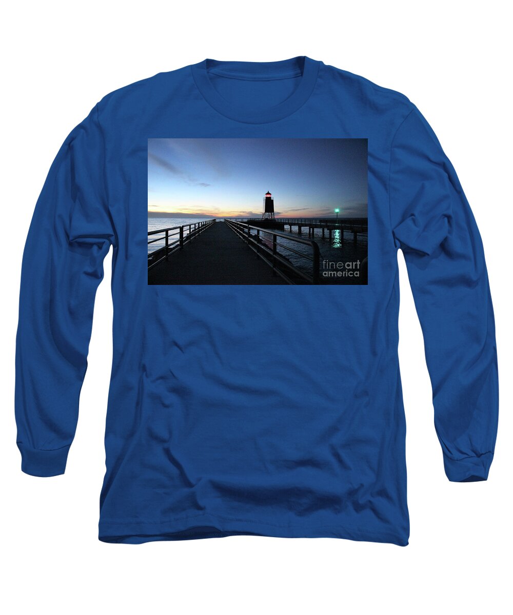 Charlevoix Long Sleeve T-Shirt featuring the photograph Charlevoix Light Tower by Laura Kinker