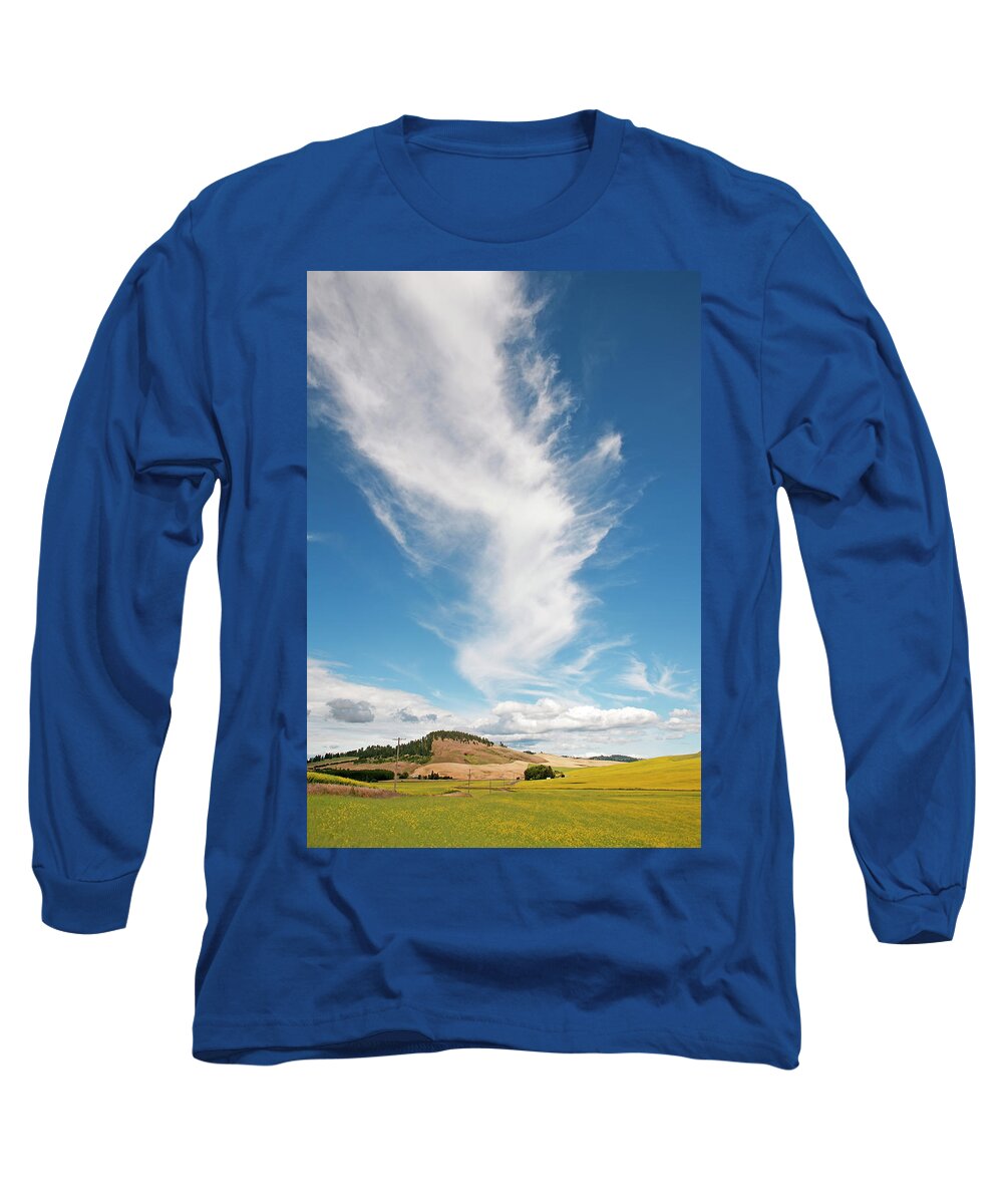 Outdoors Long Sleeve T-Shirt featuring the photograph Clouds and Canola by Doug Davidson