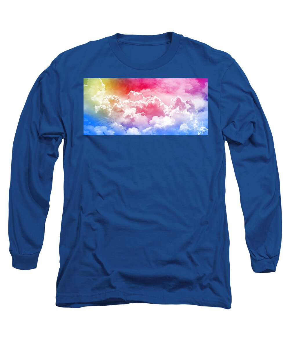 Nuvole Long Sleeve T-Shirt featuring the photograph Clouds Rainbow - Nuvole Arcobaleno by - Zedi -