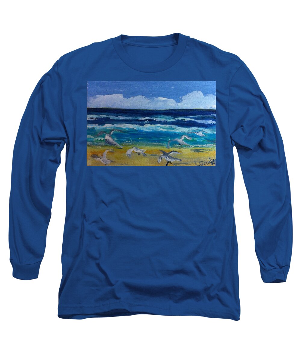 Daytona Beach Long Sleeve T-Shirt featuring the painting Daytona Beach by Lessandra Grimley