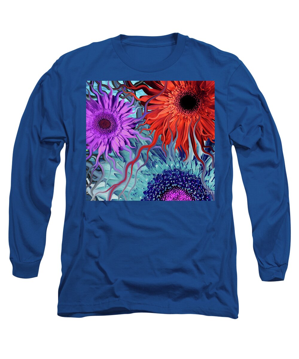Flower Long Sleeve T-Shirt featuring the painting Deep Water Daisy Dance by Christopher Beikmann