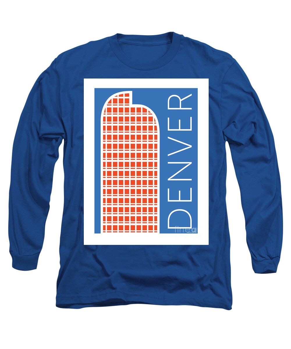 Denver Long Sleeve T-Shirt featuring the digital art DENVER Cash Register Bldg/Blue by Sam Brennan
