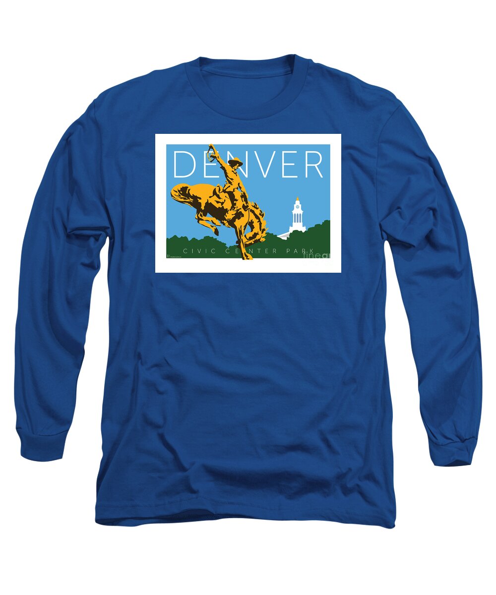 Denver Long Sleeve T-Shirt featuring the digital art DENVER Civic Center Park by Sam Brennan
