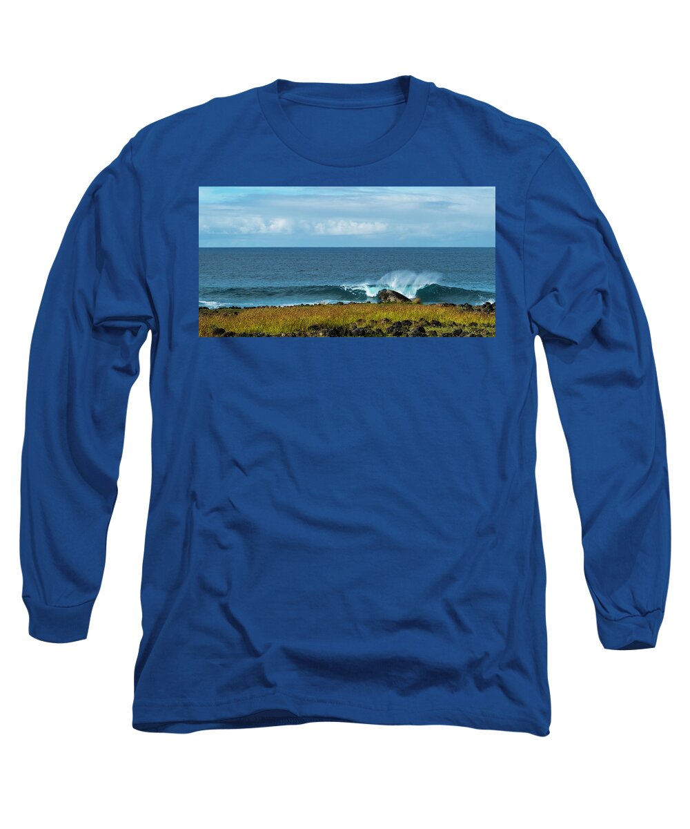 Easter Island Long Sleeve T-Shirt featuring the photograph Easter Island Surf by John Roach
