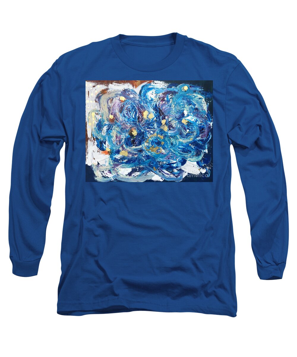 Abstract Long Sleeve T-Shirt featuring the painting Fabric in Time by Monika Shepherdson