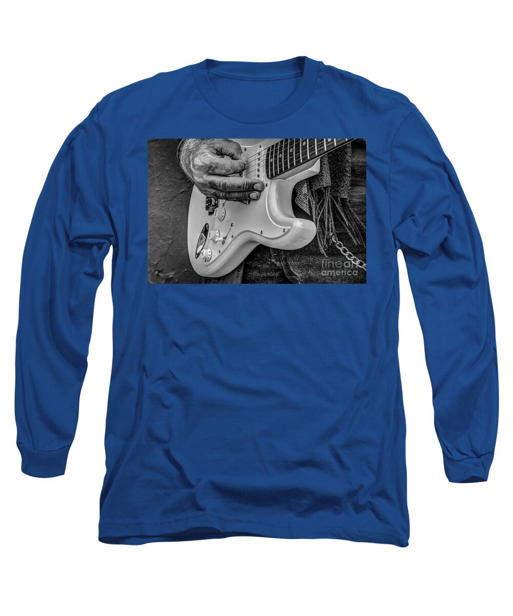 Fretting Long Sleeve T-Shirt featuring the photograph Fretting Hands 3 B W by George Kenhan