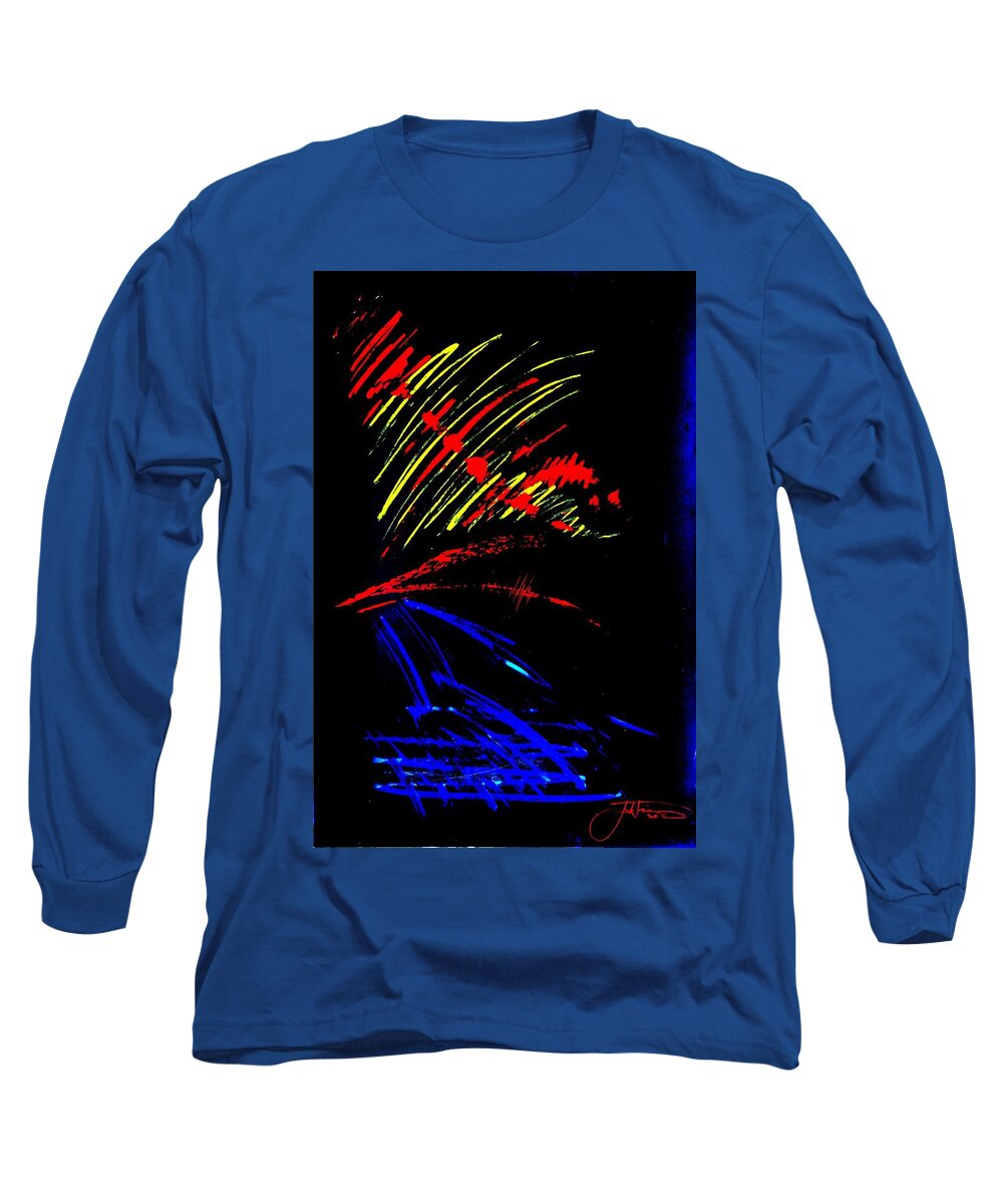 Red Long Sleeve T-Shirt featuring the painting GO by Jack Diamond